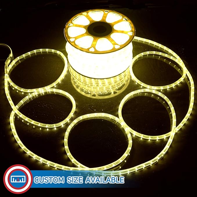 Russell Decor LED Rope Lights Festival Holiday Party Seasonal Christmas Decoration 30ft - 200ft Customized Available (Warm White, 40)