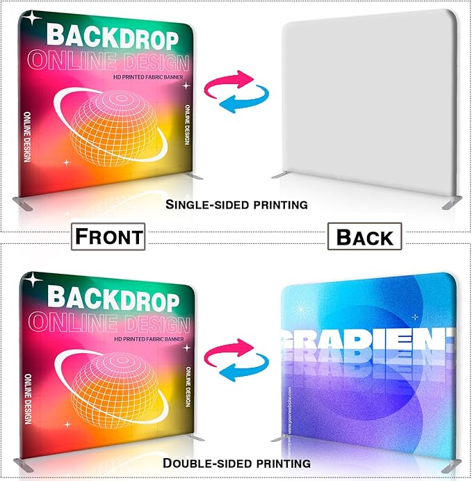 Custom Tension Fabric Banner with Stand Trade Show Backdrop Display, HD Printing Customize Online, Large Portable Trade Show Booth Banner for Business Pop Up Display Only Banner 17.5x7.5 FT