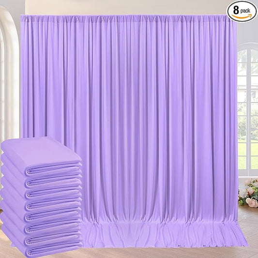40ft×10ft Wrinkle Free Lavender Backdrop Curtain for Party, 8 Panels 5×10ft Soft Silky Polyester Light Purple Lilac Photo Backdrop Drapes for Birthday Baby Shower Mother's Day Wedding Photography