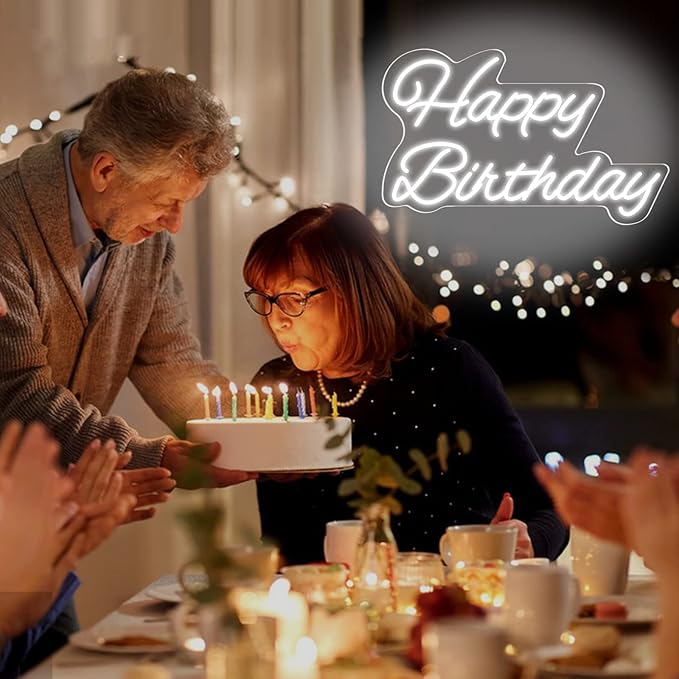 Happy Birthday Neon Sign 16 Inch Reusable Happy Birthday LED Light Up Sign with Dimmable ON/OFF Switch for Birthday Party Backdrop Decoration and Wall Decor and Birthday Gifts