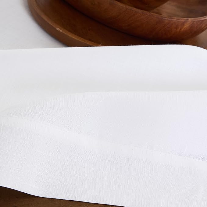 Solino Home Linen White Square Tablecloth 52 x 52 Inch - 100% Pure Linen Table Throw - Fete, Machine Washable Table Cloth for Winter, Valentines, Spring, Easter