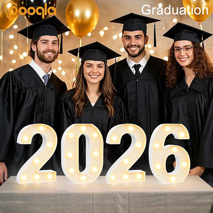 Pooqla Light Up Numbers 2026, Giant Marquee Numbers for New Year Decorations, 2026 Graduation Decorations for High School Seniors College Class of 2026 Party Classroom Decoration, Warm White