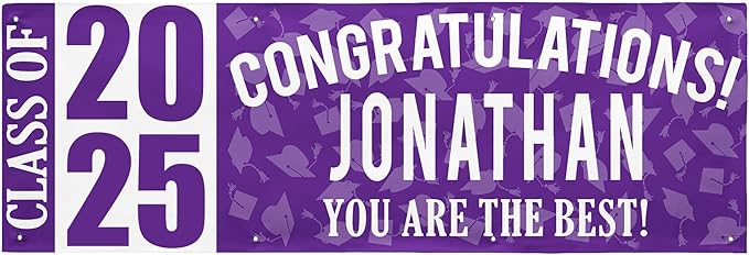 Let's Make Memories Personalized Graduation Banner Class of 2025 - Graduation Party Decorations - Congratulations Banner - Indoor/Outdoor Vinyl - Best in Class - Purple - 8 ft.