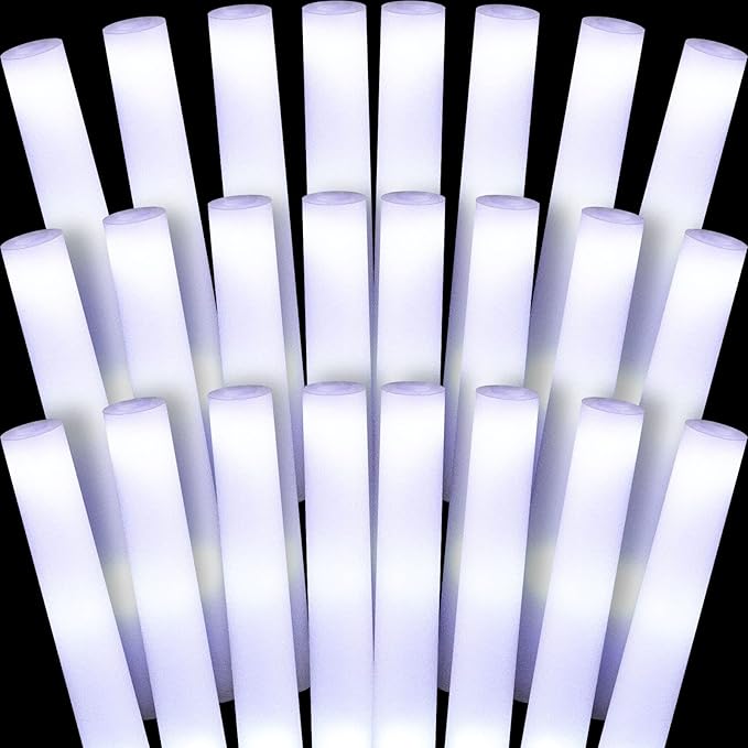 Liliful 200 Pcs Glow LED Cheer Sticks Light up Glow Sticks Wedding Wand for Birthday Wedding Bridal Shower Raves Carnival Concert Glow in the Dark Party Favors Supplies(White)