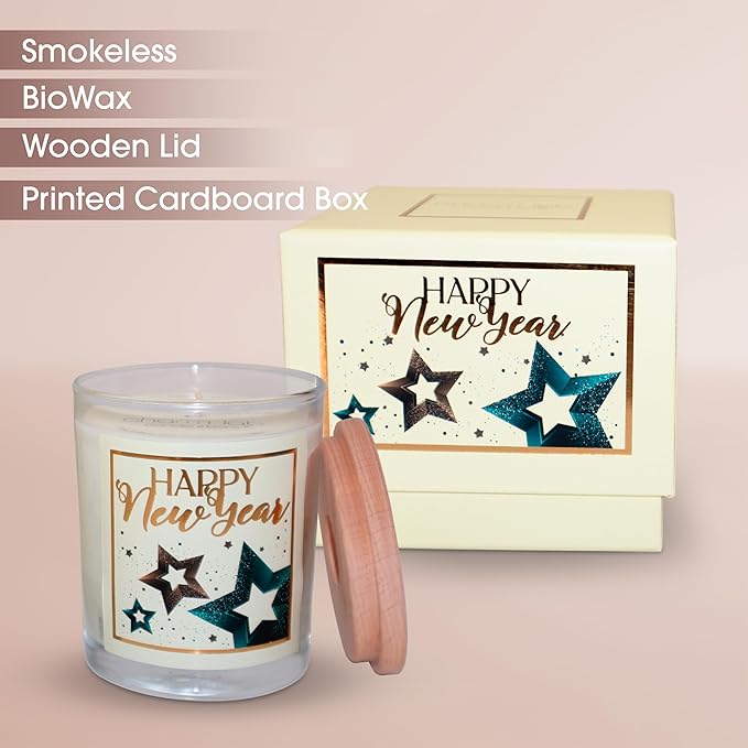CharmLab Candle – Christmas, 12 oz Glass Jar with Wooden Lid, Wood & Spice Sandal Scent, Christmas Star, Up to 40H Burn, Luxury Gift Box, Elegant Holiday Candle & Home Decor Gift