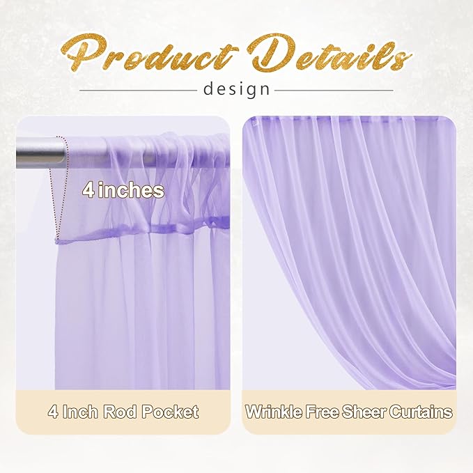 20x10ft Purple Tulle Backdrop Curtain with Lights String for Parites, Sheer Photo Backdrop Curtains with Lights for Wedding Backdrop Ceremony Reception Bridal Shower Baby Shower Birthday Party