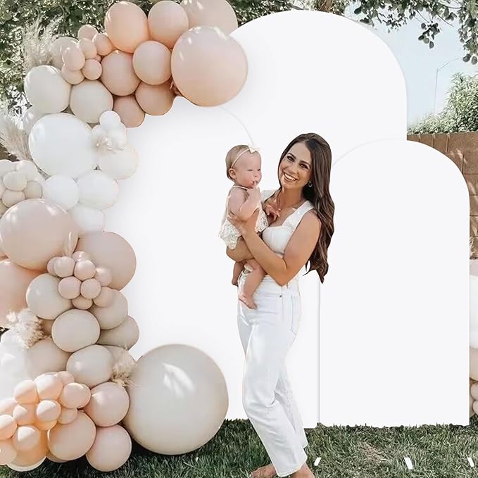 Arch Cover Set of 3 White Wedding Arched Backdrop Cover 4ft 5ft 6ft Spandex Fitted Arch Covers for Chiara Backdrop Stand Party Arch Frame Covers for Birthday Baby Shower Gender Reveal Decor