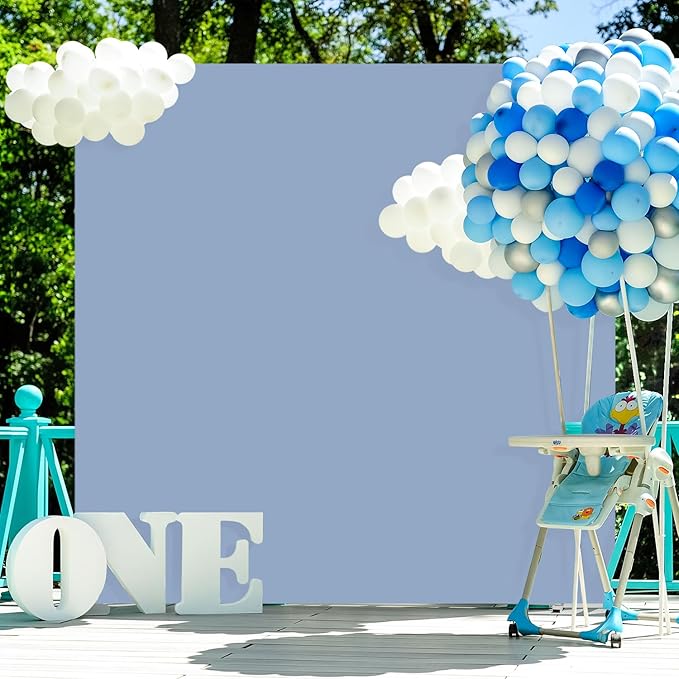 Metal Arch Backdrop Stand and Cover Set 6.6x6.6FT Wedding Backdrop Stand with Dusty Blue Arch Cover Spandex Portable Arched Party Frame Square Covers for Birthday Anniversary Events Photo Booth