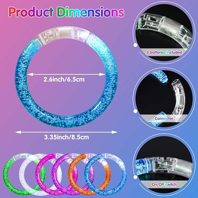 Honoson Glow in the Dark Party Supplies, Light up Glasses LED Bracelets, Neon Favor Flashing Bulk Gift for Adult