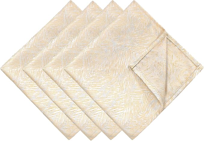 Cloth Napkins Set of 4, 18x18 Inch Washable Soft Durable Napkins Cloth Cotton Polyester Jacquard Table Dinner Napkins for Dining, Parties, Restaurant, Weddings - Beige