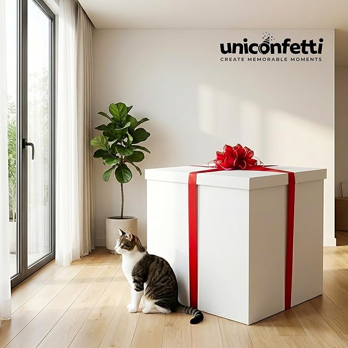 Giant Gift Box White 24x24x24in JUMBO Extra Large Cardboard Decorative Box with Lid for Birthday Surprise, Pregnancy Announcement, Gender Reveal, Valentine's Day, Chinese New Year & Other Celebrations