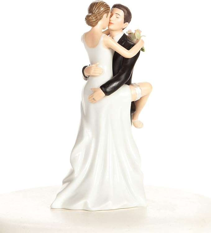 Wedding Collectibles Funny Kissing Wedding Cake Topper with Bride and Groom | Fun, Humorous Figurine | Fine Porcelain | 5.5 Inches
