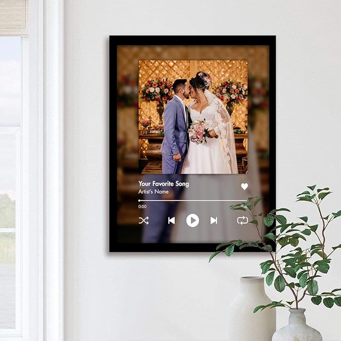 Personal-Prints CUSTOM SONG | Custom Song Title and Photo Wedding Wall Art Gift | Personalized Photos & Song | Anniversary, Wedding, Valentine's Day Gift (20"x24" Float Framed Canvas)