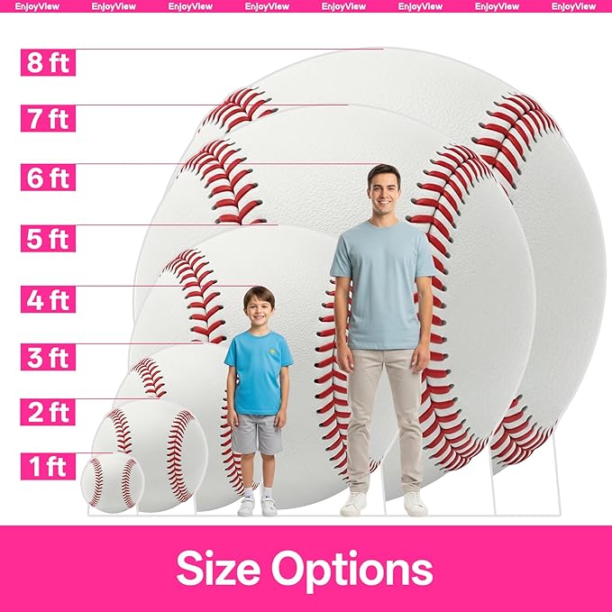 Baseball Cardboard Cutout, 6FT Life Size Cutouts Decor for Sports Themed Party Backdrop, Photo Booth Props, Birthday Table Centerpieces, Baseball Game Stand Up Display