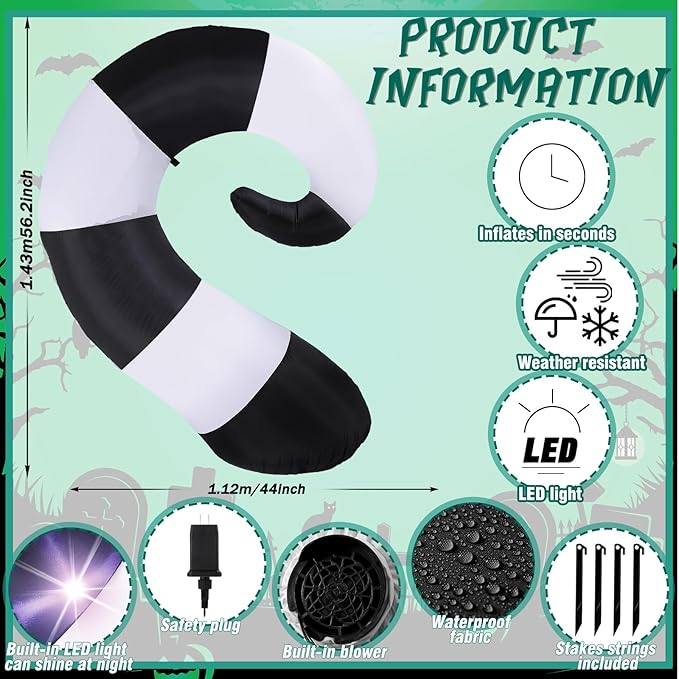 VIHOSE 4.69 FT Halloween Sandworm Inflatable Decoration Blow up Inflatable Sand Worm Built-in LED Lights for Halloween Outdoor Garden Lawn Scary Party Decor