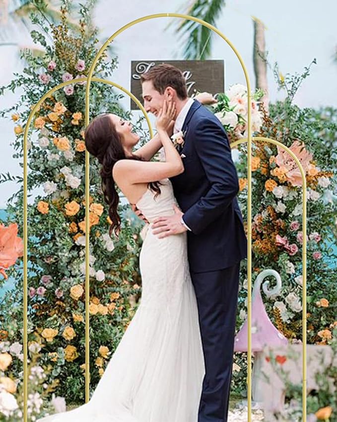 Wedding Arch, Metal Arch Backdrop Stand, Balloon Arch Stand Wedding Frame for Ceremony Decoration (Gold, 6FT, 5FT, 4FT Arch Backdrop)