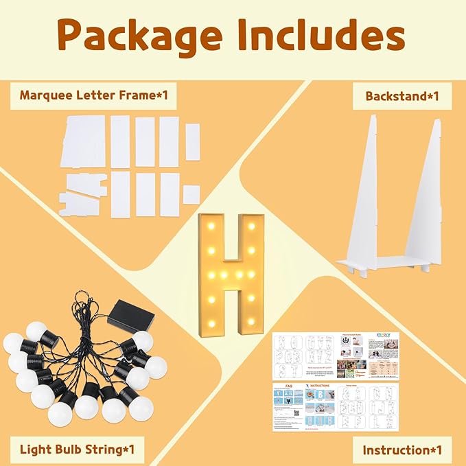 imprsv Light Up Letters, 4FT Marquee Letters for Birthday Wedding Engagement Party Decor, Large Marquee H for Party Decoration Arch Kit Decorations