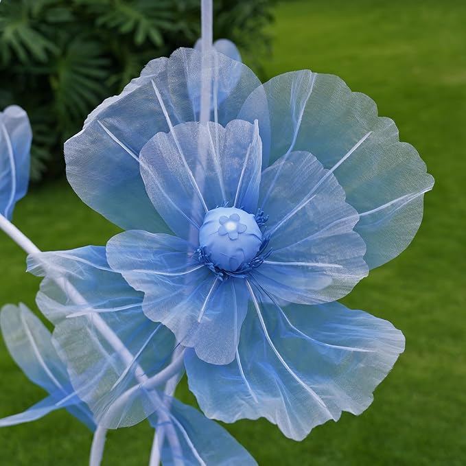 Giant Flowers for Decoration,Artificial Silk Flowers with Stand,Large Fake Floral Decor for Home Garden,Indoor Outdoor Party Birthday Wedding Backdrop (Gradient Blue)