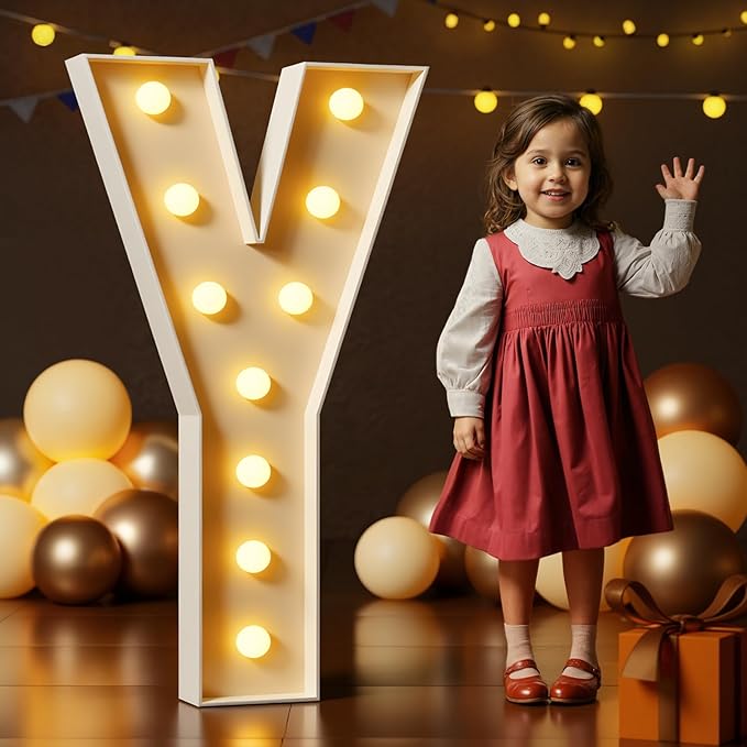 Marquee Letters 4 Feet Tall Large Light Up Letters Y Marry Me Engagement Party Decor Yellow Light Birthday Decorations Balloon Arch Kit Foam Sign Y