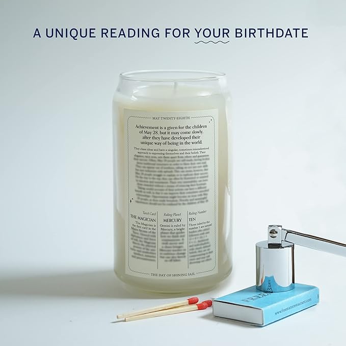 Birthdate Candles, May 28 - Gemini Zodiac Scented Candles Birthday Gift - Orchid, Sandalwood & Lemon Scent - All-Natural Soy & Coconut Wax, 60-80 Hour Burn Time - Made in USA