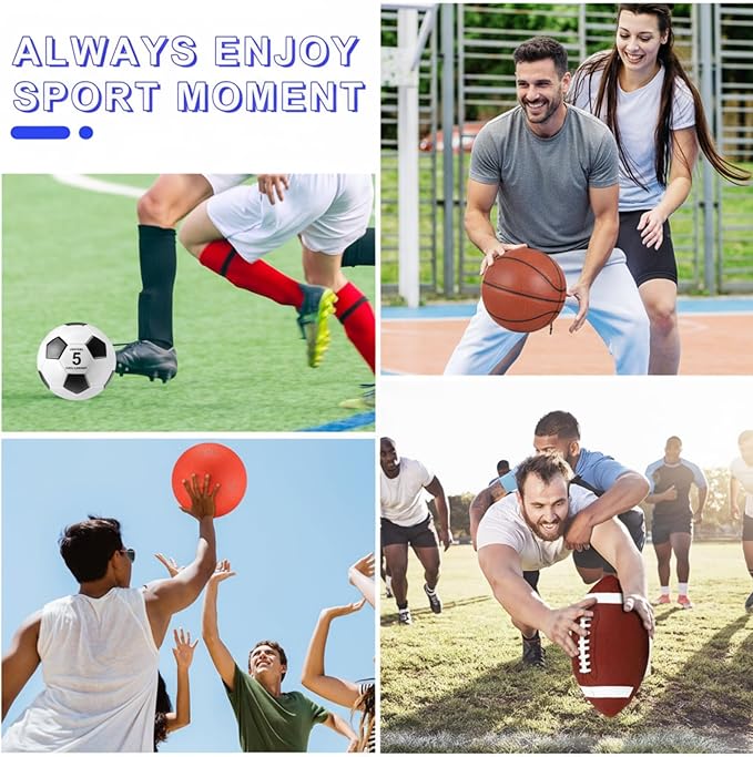 Deekin 8 Pcs Assorted Sport Balls Set Official Size Basketball Football Soccer Playground Balls with Pump and Bag Multi Athletic Ball for Youth Adult Outdoor Indoor Holiday Sports Gifts