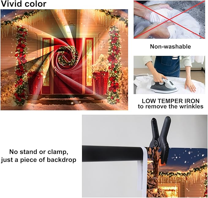Baocicco 10x7ft Snow Christma Backdrops for Photoshoot Snowy Winter Night House Christma Trees Flowers Wreath Photography Background Family Party Banner Supplies Decorations Kids Adults Portraits