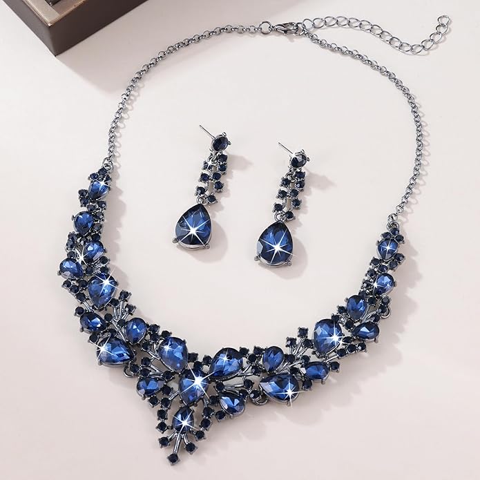 Kamirola Tiaras and Crowns for Women,Tiaras Earrings Necklace, Crystal Bridal Jewelry Set（TR83