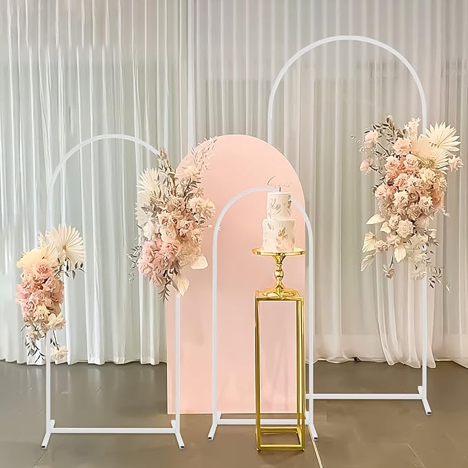 Metal Wedding Arch Backdrop Stand,3-Piece Arch Backdrop Stand for Wedding Ceremony Bridal Party Birthday Party Balloon Arch Decoration(White)