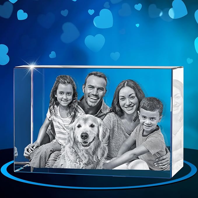 ArtPix 3D Crystal Photo, Valentines Day Personalized Gifts for Women, Wife, Men, Her, Him, Great V-Day Custom Gift With Your Own Photo, Customized Glass 3D Laser Etched Picture Wedding