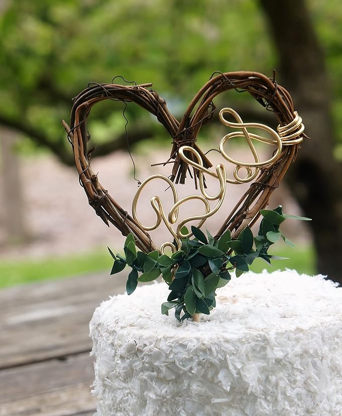 Personalized Enchanted Forest Cake Topper – Rustic Woodland Wedding Decor with Couple's Initials – Jungle or Mountain Theme Ceremony Keepsake