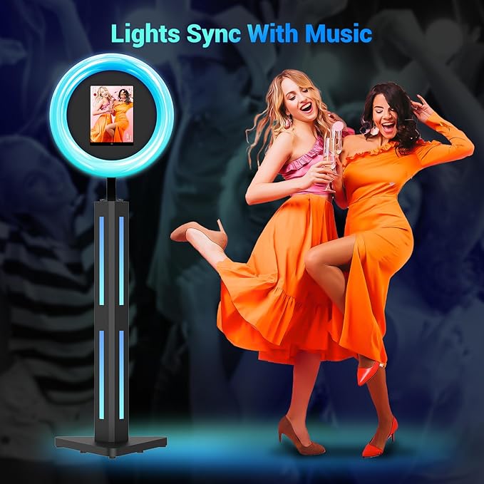 Portable Photo Booth Stand Shell with Flight Case, Fits for 12.9in 11in 10.9in 10.2in Ipad,Selfie Photo Booth with ChackTok PhotoBooth VIP Member,Ideal for Parties,Wedding and Events