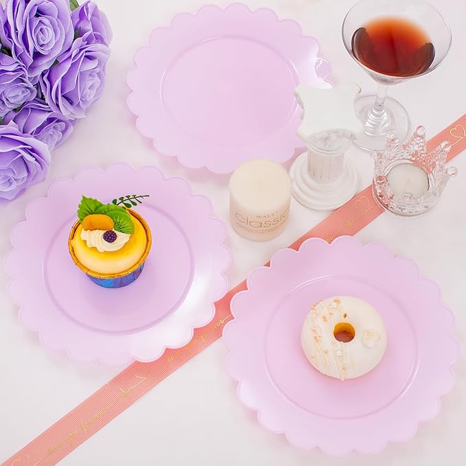 supernal 100pcs Purple Plastic Plates -Disposable Plastic Plates Heavy Duty -Lavender Purple Party Plate for Party Wedding Include 10.25inch Dinner and 7.5inch Dessert/Salad Plate