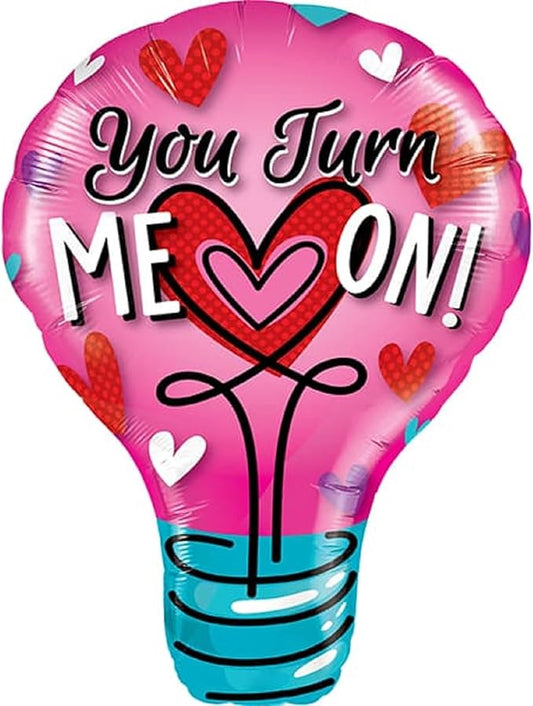 PMU Valentine's Day "You Turn Me On" 36in Mylar-Foil Balloon (10/pkg) Pkg/1