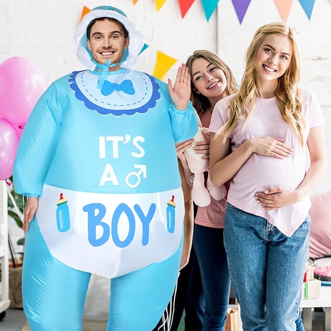 2 Pcs Inflatable Baby Costume for Adults Blow up Gender Reveal Baby Costume Suit for shower party Halloween Cosplay(Cute)