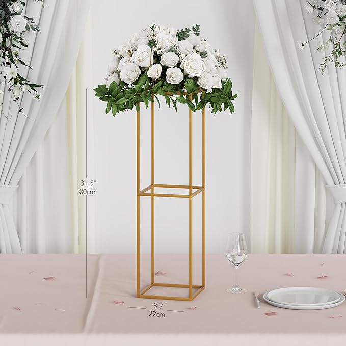 TEKXYZ Flower Stand for Wedding, 10 Pcs 31.5 Inch Tall Flower Stand, Metal Centerpiece Stand, Gold Centerpieces For Wedding, Event Party Props, Patio Decor