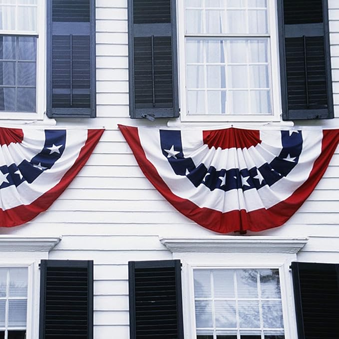 EBaokuup 16 Pcs USA Patriotic Pleated Fan Flags-3 x1.5 Ft American US Flag Bunting Banner Patriotic Bunting Flag Stars and Stripes Flag Bunting for Memorial Day The 4th of July and Labour Day