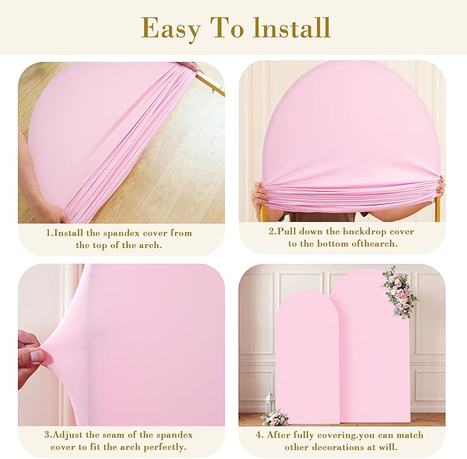 Pale Pink Photo Arch Backdrop Cover Set of 2 for Party Spandex 7.2 and 6ft Arch Covers Stretchy Backdrop Baby Shower Arch Stand Covers for Girls Birthday Wedding Bridal Shower Banquet Background