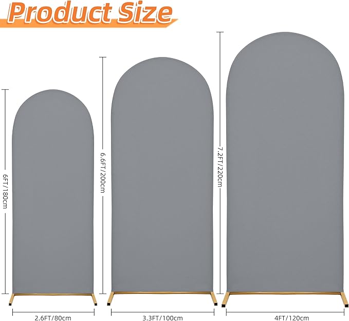 3-Piece Arch Cover Bundle – 7.2FT, 6.6FT & 6FT Stretch Spandex Backdrop Set – Wedding, Birthday & Photo Booth Arch Covers for Every Event