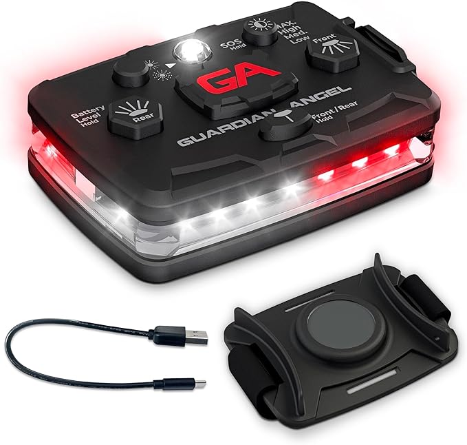 Guardian Angel Elite Series Safety Light, Beacon Device (White/Red Front & White/Red Rear) Rechargeable, Magnetic, Hands-Free Wearable & Mountable LED Light for First Responders, EMS, & Firefighters
