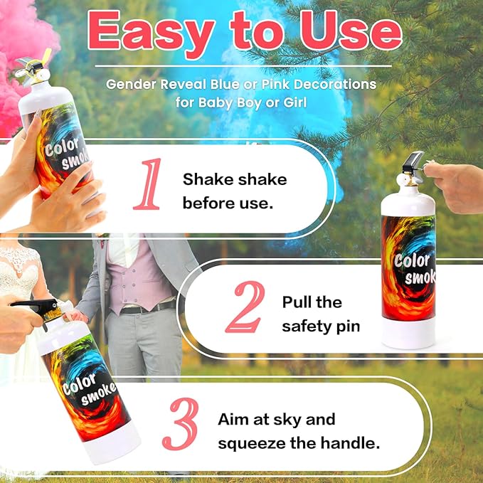 Gender Reveal Fire Extinguisher Large Gender Reveal Smoke 2 Pack Blue Powder for Gender Reveal Party Ideas 2 Blue Smoke for Gender Reveal Boy or Girl Fire Extinguishers Baby Gender Reveal