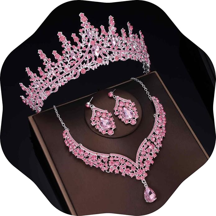 Kamirola Tiaras and Crowns for Women,Tiaras Earrings Necklace, Crystal Bridal Jewelry Set, Costume Party Halloween Prom Pageant Jewelry for Women (TR28)