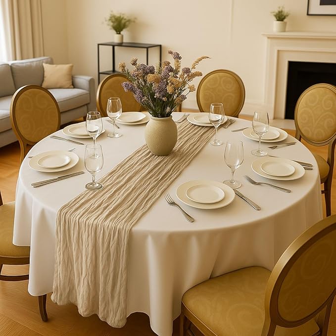 12 Pack Brown Cheesecloth Table Runner – 10FT x 12pcs Rustic Gauze Table Runners for Fall Wedding, Thanksgiving, Farmhouse Dinner, Boho Party Décor