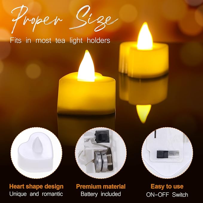Coume 6000 Pcs Artificial Rose Petals with 120 Pcs Heart LED Tea Lights Candles Kit Valentines Rose Petals Candles Set for Romantic Night Anniversary Proposal Wedding Date Hotel(Warm White Light)
