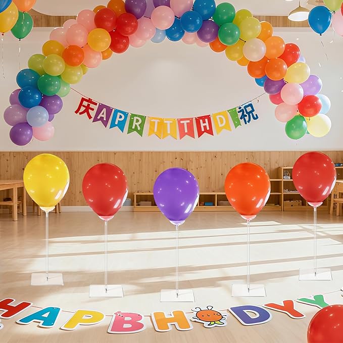 12 Pack Clear Acrylic Balloon Stand Kit, 23.6 Inch Reusable Balloon Sticks Holder with Base Perfect for Tabletop Centerpiece Party Event Decorations (23.6" 12 Pack)