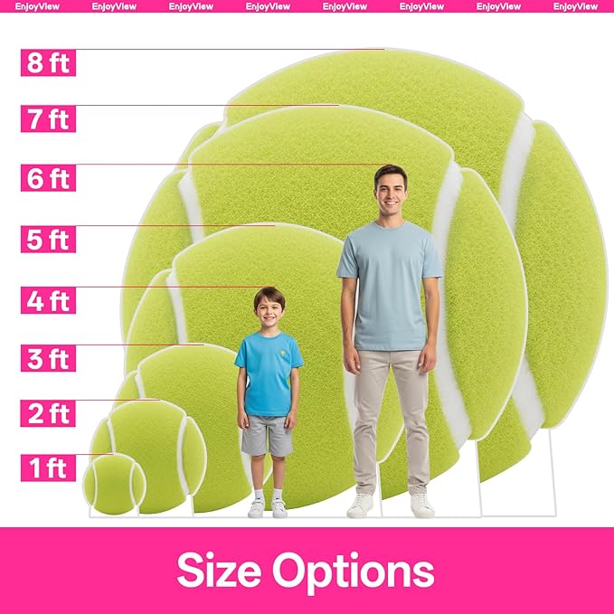 Tennis Cardboard Cutout, 8FT Life Size Cutouts Decor for Sports Themed Party Backdrop, Photo Booth Props, Birthday Table Centerpieces, Tennis Game Stand Up Display