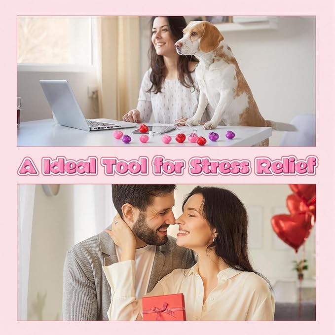 300 Pieces Valentine Day Heart Stress Balls 1.5 Inch Mini Stress Relief Balls Small Heart Shape Ball Kids Adults Wedding School Carnival Gift(Valentines)