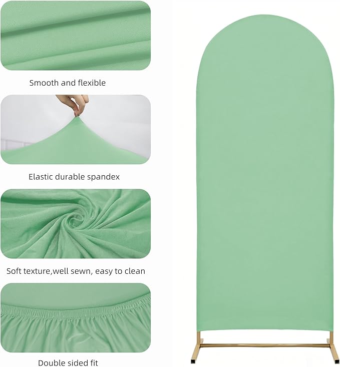 Wedding Arch Cover 7.2FT 6FT Arch Backdrop Cover Spandex Fitted Arch Cover for Round Top Chiara Backdrop Stand Covers for Wedding Birthday Party Baby Shower Banquet Ceremony Decoration