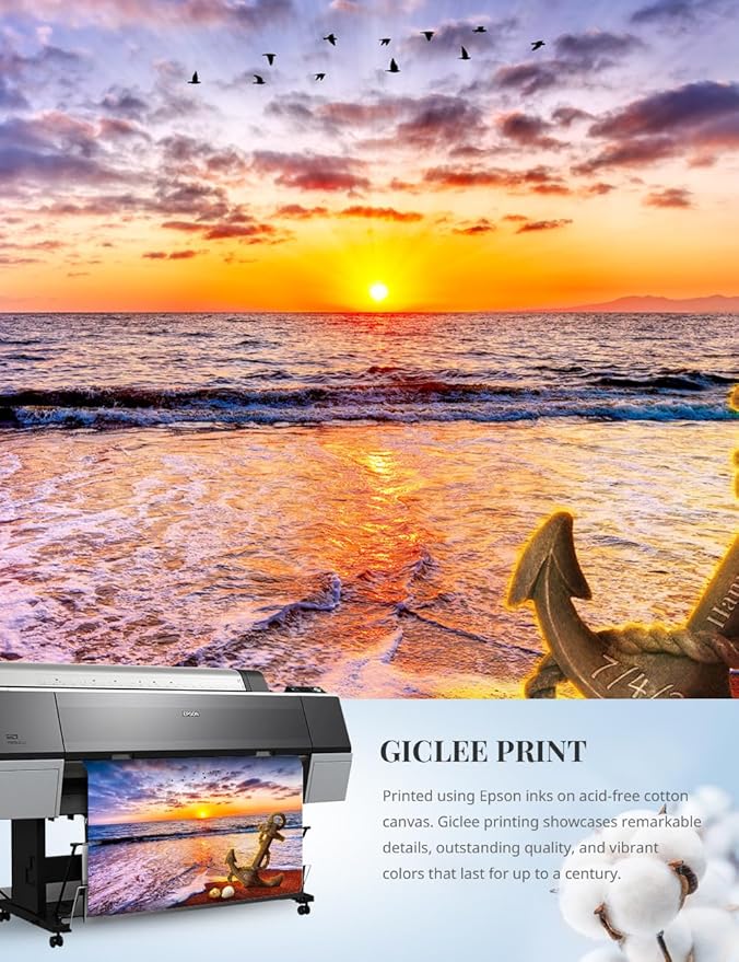 IPIC - "Anchored in Time Personalized Canvas Wall Art, Custom Beach Sunset Canvas Print with Name and Date, A Personalized Gift for Couple, Wedding, or Anniversary, Coastal Home Decor