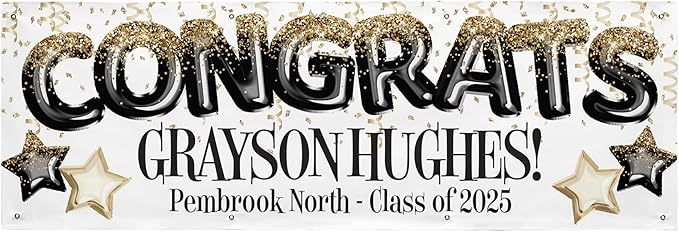 Let's Make Memories Personalized Graduation Banner - Graduation Party Decorations - Customized Congratulations Photo Banner - Class of 2025 - Indoor/Outdoor Vinyl - Fly High - 8 ft.