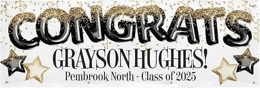 Let's Make Memories Personalized Graduation Banner - Graduation Party Decorations - Customized Congratulations Photo Banner - Class of 2025 - Indoor/Outdoor Vinyl - Fly High - 8 ft.